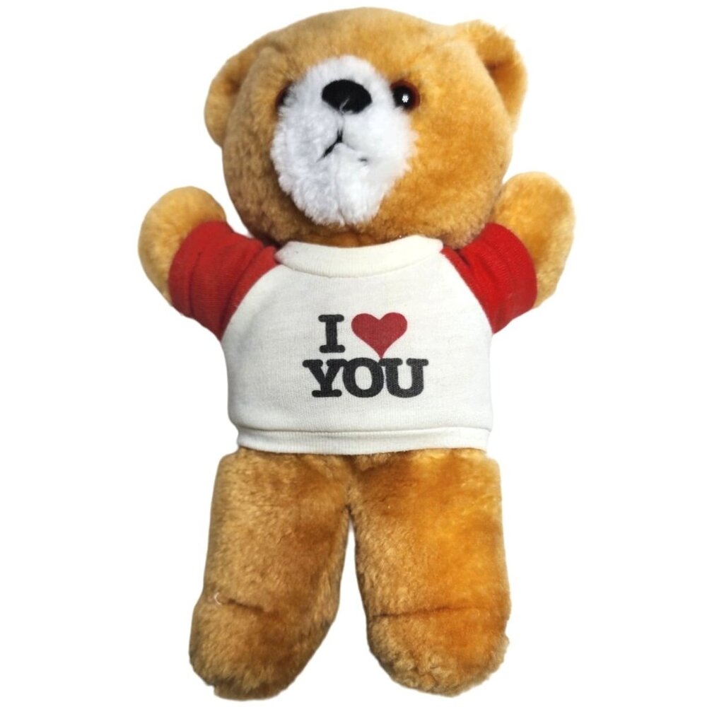 Vintage Applause Wallace Berrie Stuffed Animal Bear Plush I Love You T-shirt 10"